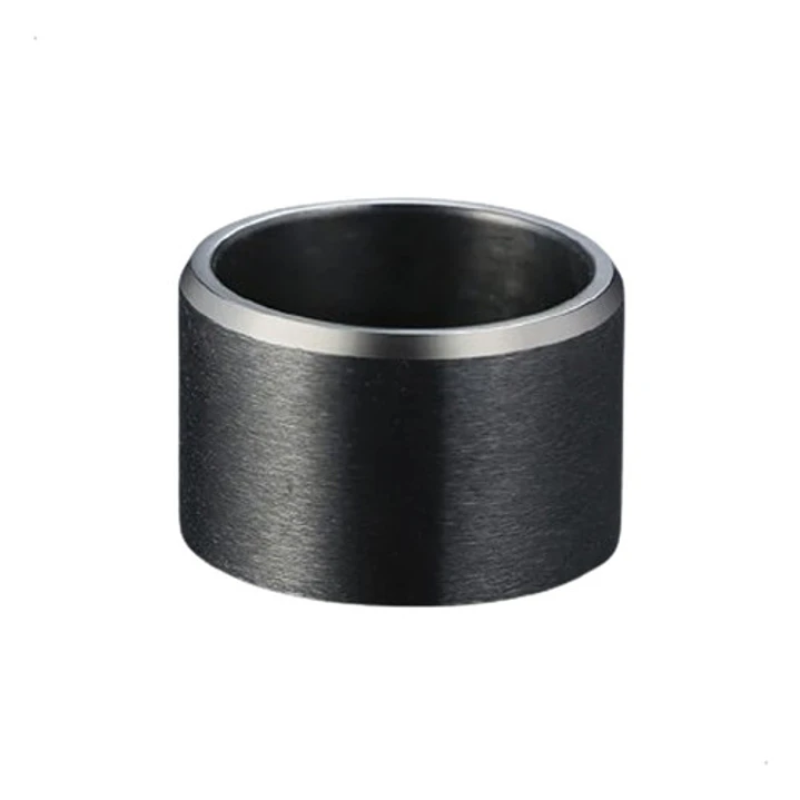 Anillo Tarento Black 15mm, Acero Inoxidable, Moda Hombre 1