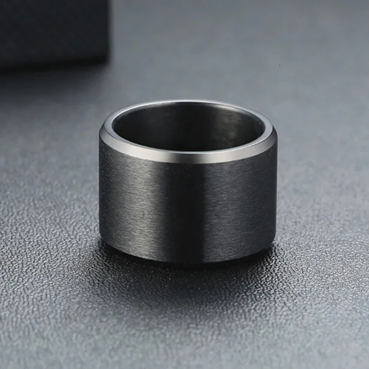 Anillo Tarento Black 15mm, Acero Inoxidable, Moda Hombre 2