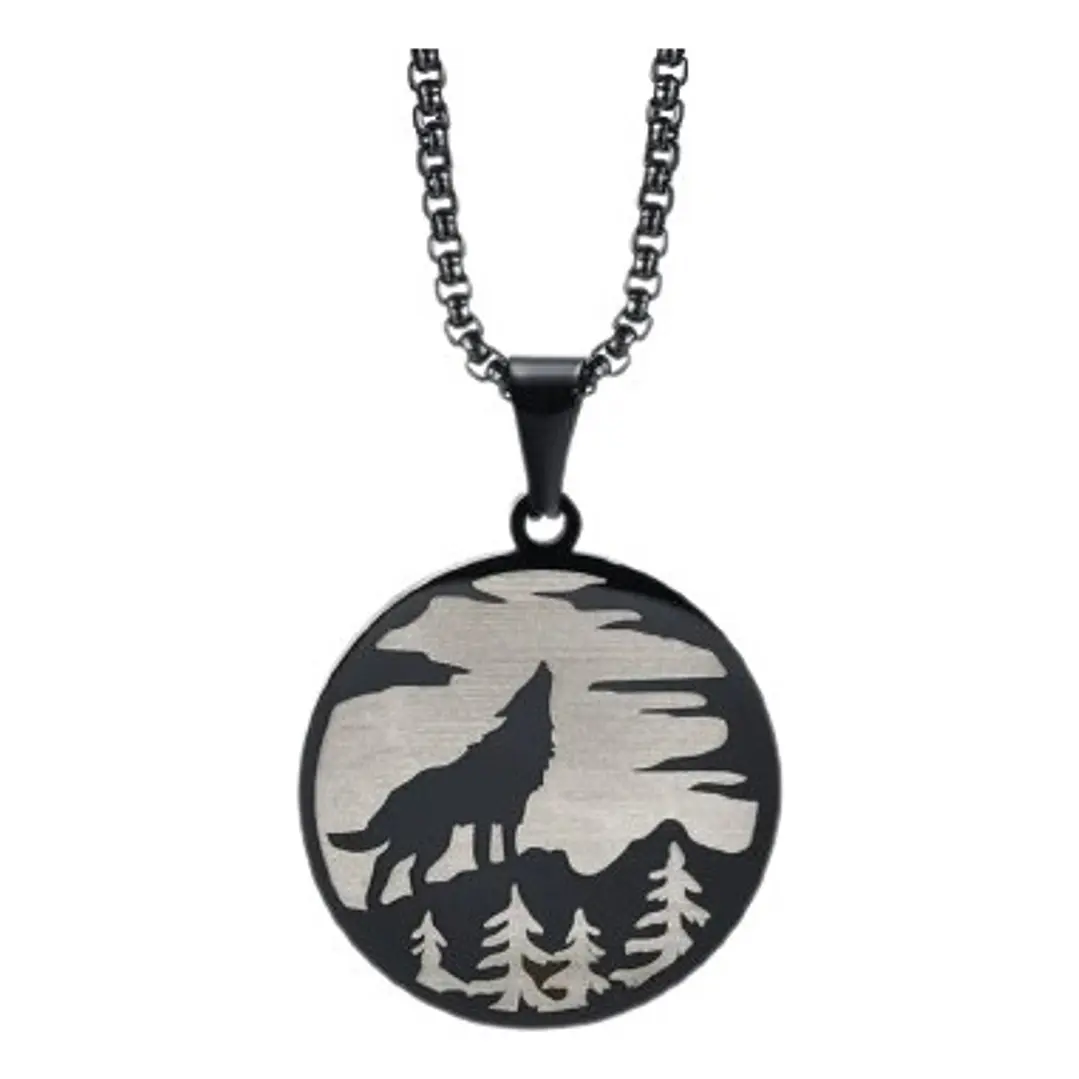 Collar Lobo, Acero Inoxidable, Hombre 1
