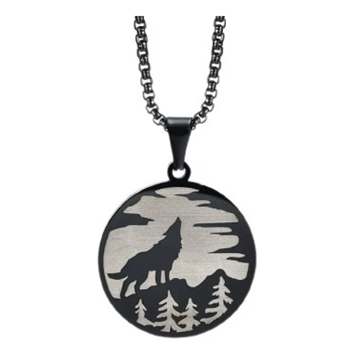 Collar Lobo, Acero Inoxidable, Hombre 1