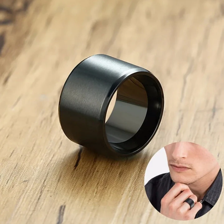 Anillo Tarento Black 15mm, Acero Inoxidable, Moda Hombre 3