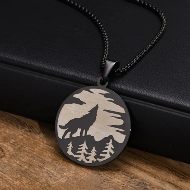 Collar Lobo, Acero Inoxidable, Hombre 3