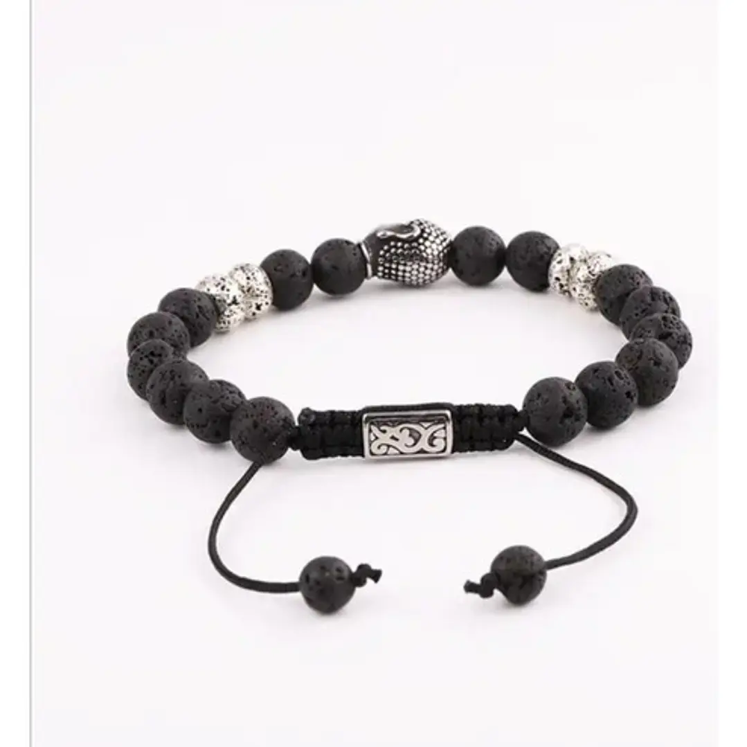 Pulsera Piedras Naturales, Lava, Buda, Macramé Ajustable 5