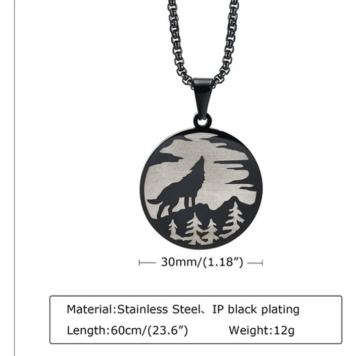 Collar Lobo, Acero Inoxidable, Hombre 5