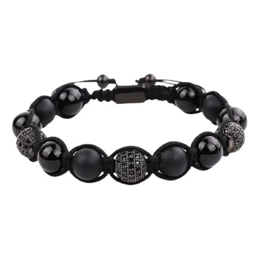 Pulsera Piedras Naturales, Ónix Y Micro-zircones, Ajustable 1