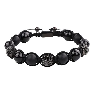 Pulsera Piedras Naturales, Ónix Y Micro-zircones, Ajustable