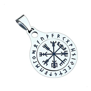 Collar Vikingo Vegvísir Spinner Giratorio, Acero Inoxidable