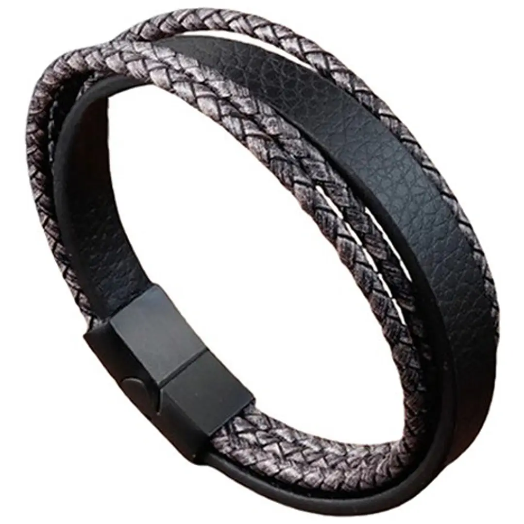 Pulsera Cuero Bicolor Bangladesh, Cierre Magnético, Hombre 1