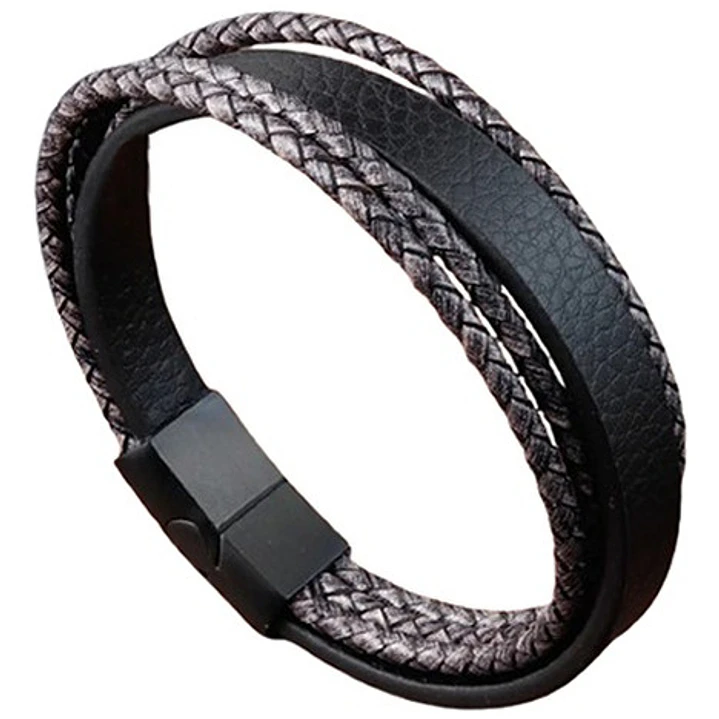 Pulsera Cuero Bicolor Bangladesh, Cierre Magnético, Hombre 1