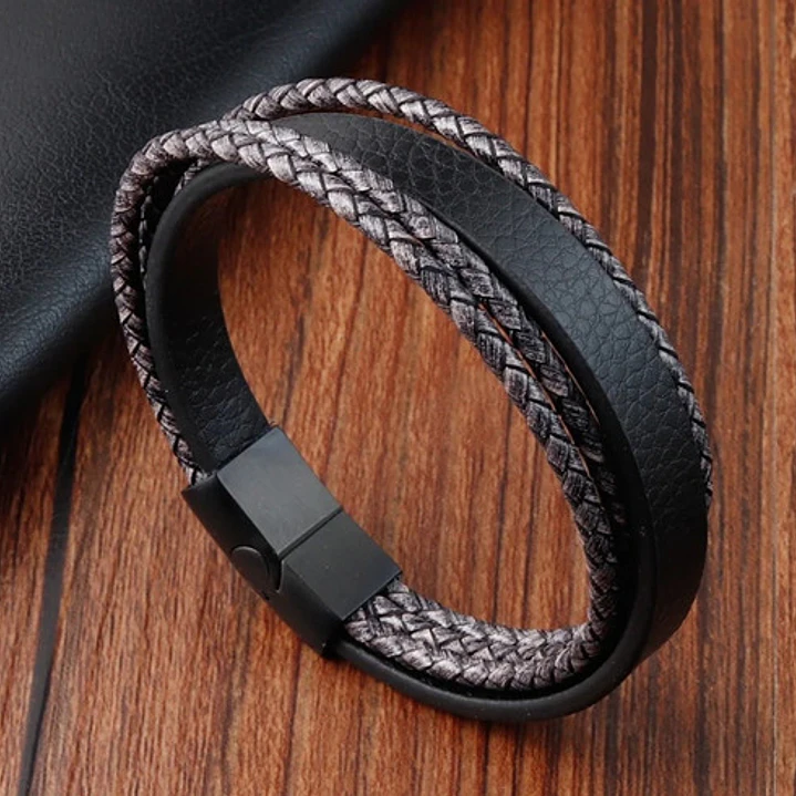 Pulsera Cuero Bicolor Bangladesh, Cierre Magnético, Hombre 2