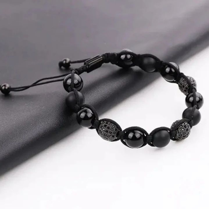 Pulsera Piedras Naturales, Ónix Y Micro-zircones, Ajustable 3