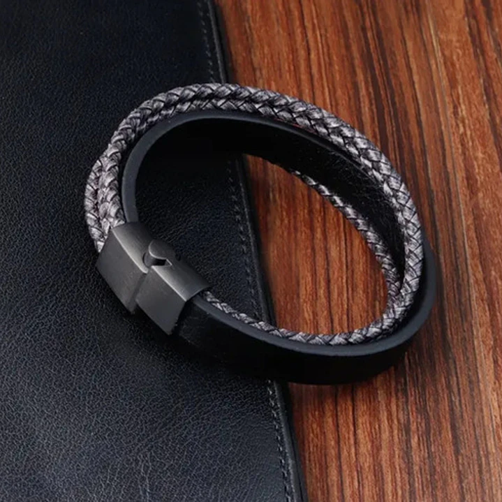 Pulsera Cuero Bicolor Bangladesh, Cierre Magnético, Hombre 4