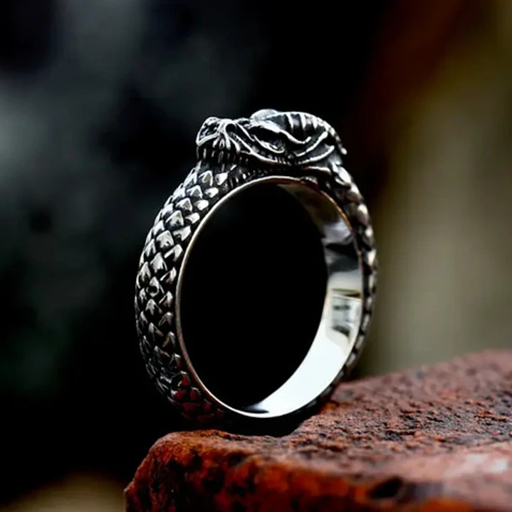 Anillo Dragón Nórdico, Acero Inoxidable, Unisex 3