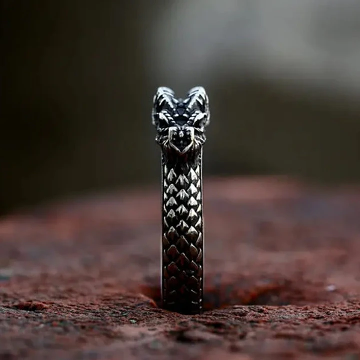Anillo Dragón Nórdico, Acero Inoxidable, Unisex 5