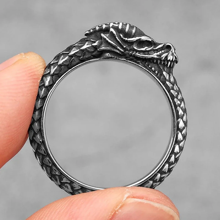 Anillo Dragón Nórdico, Acero Inoxidable, Unisex 6