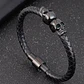 Pulsera Cuero Two Black Skulls, Cierre Magnético, Hombre - Miniatura 2