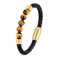 Pulsera Cuero Tiger's Eye, Cierre Magnético, Unisex - Miniatura 1