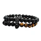 Conjunto Pulseras Piedras Naturales Ónix-ojo De Tigre Skull - Miniatura 1