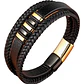 Pulsera Cuero Classic Black-gold, Cierre Magnético, Hombre - Miniatura 1