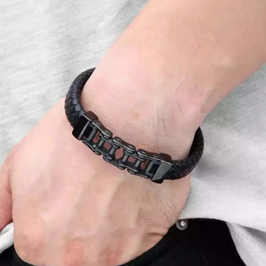 Pulsera Cuero Trenzado Chain, Cierre Magnético, Hombre 5