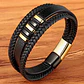Pulsera Cuero Classic Black-gold, Cierre Magnético, Hombre - Miniatura 2