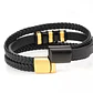 Pulsera Cuero Classic Black-gold, Cierre Magnético, Hombre - Miniatura 3