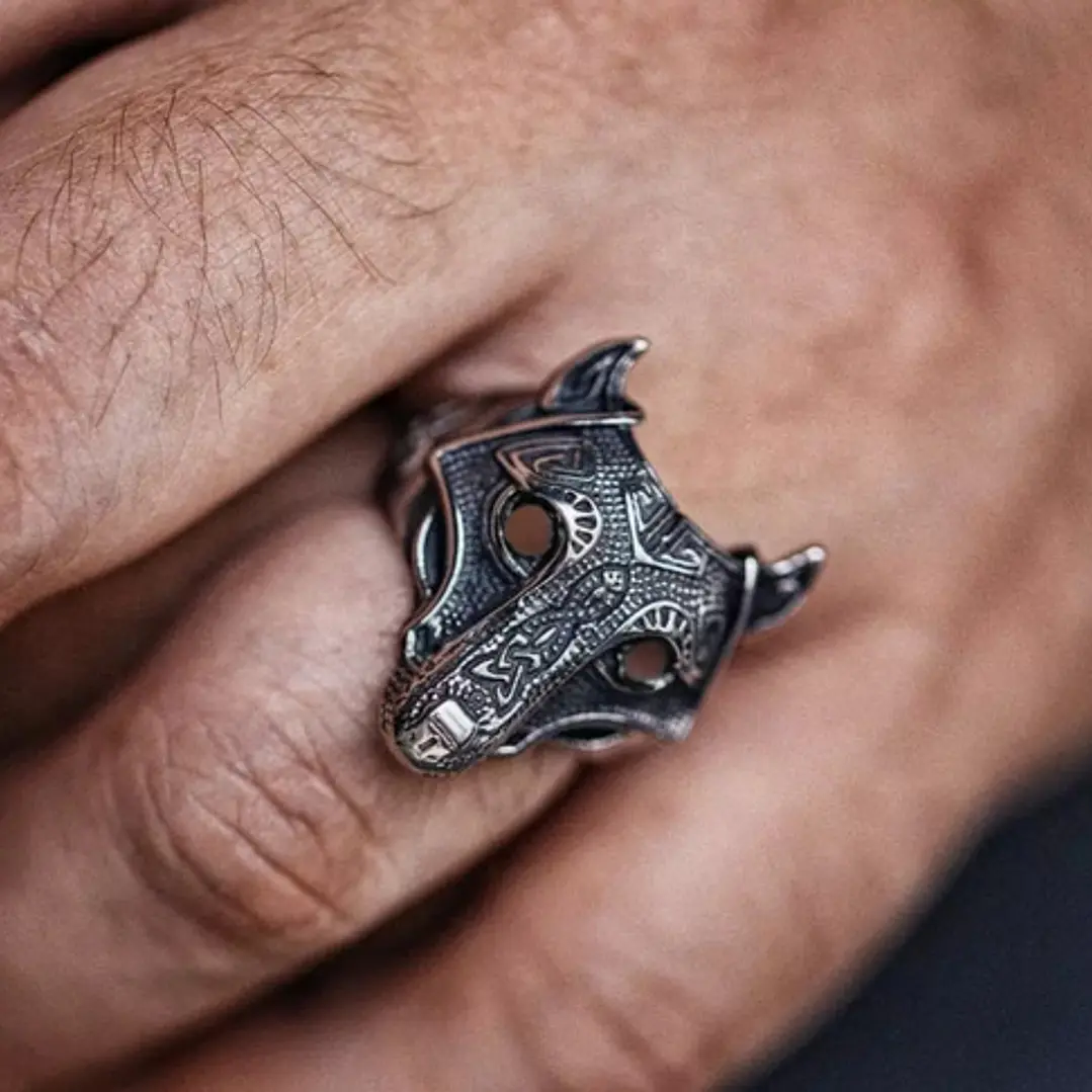 Anillo Vikingo Nordic Fenrir, Acero Inoxidable, Hombre 2
