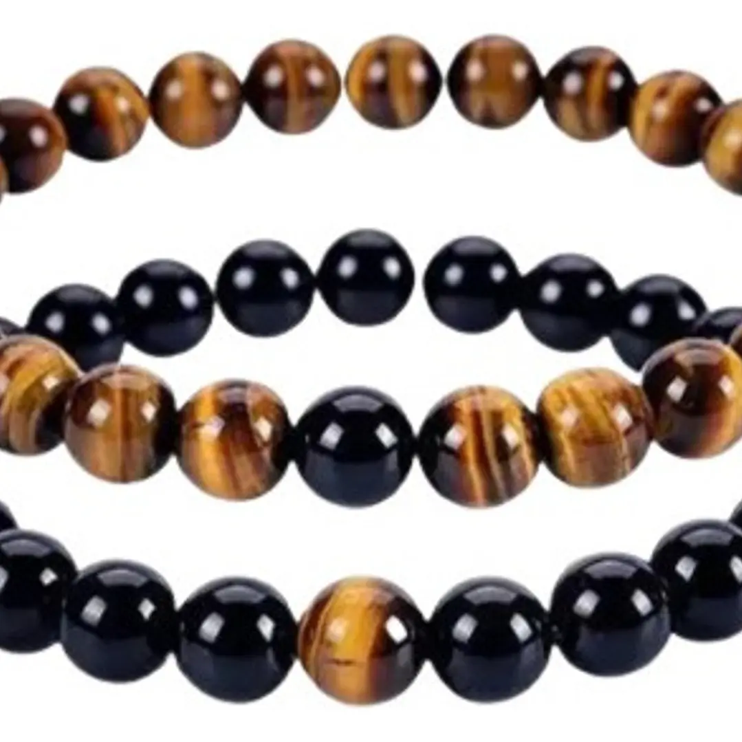 Conjunto Pulseras Pareja, Ónix Brillante-ojo De Tigre 1