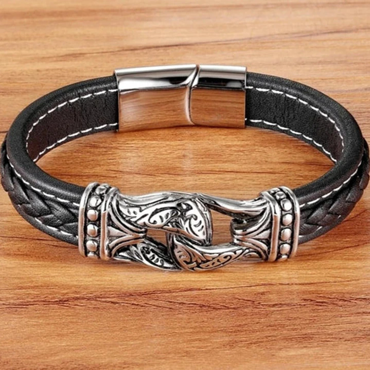 Pulsera Cuero Trenzado Big Knot, Cierre Magnético, Hombre 2