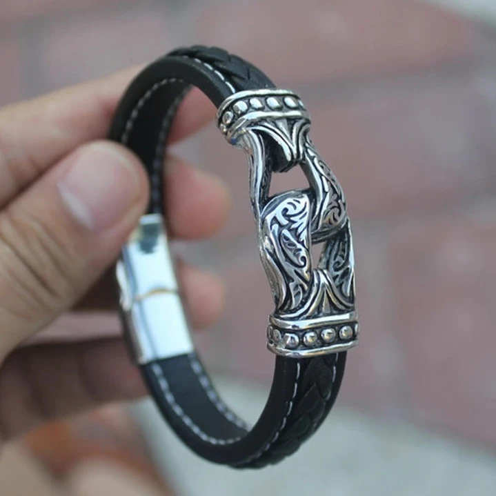 Pulsera Cuero Trenzado Big Knot, Cierre Magnético, Hombre 3