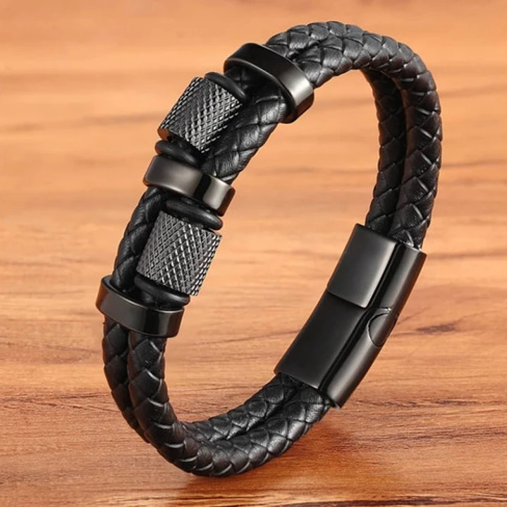 Pulsera Cuero Black Modelo Drammen, Cierre Magnético, Hombre 2