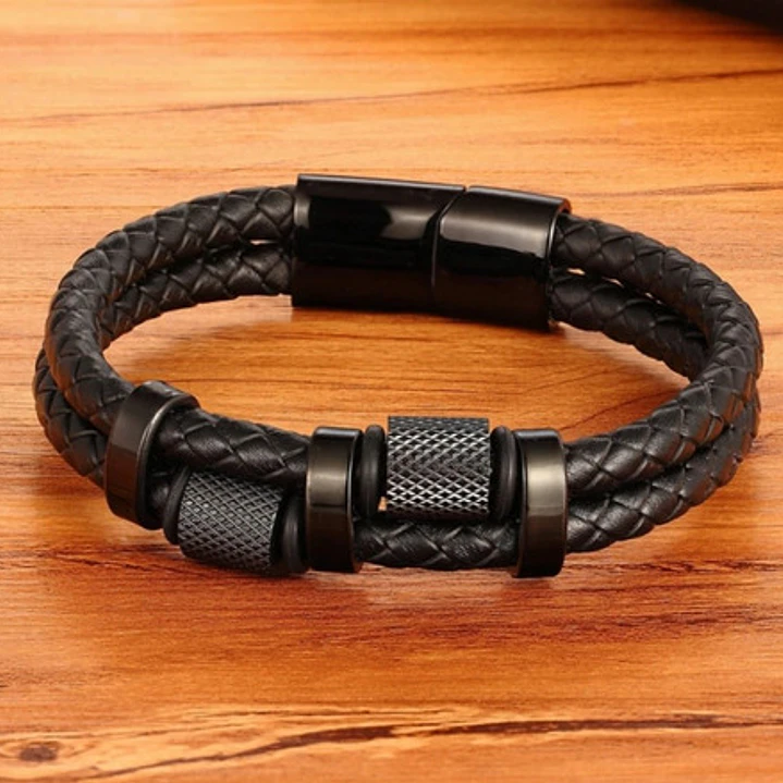 Pulsera Cuero Black Modelo Drammen, Cierre Magnético, Hombre 3