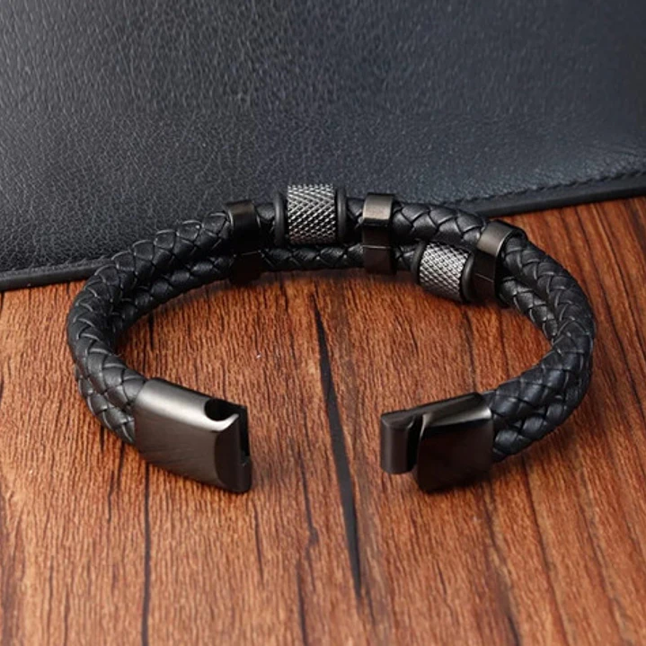 Pulsera Cuero Black Modelo Drammen, Cierre Magnético, Hombre 4