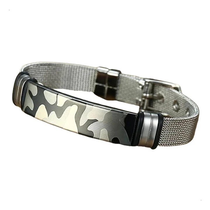 Pulsera Acero Modelo Military, Hebilla Ajustable, Hombre 1