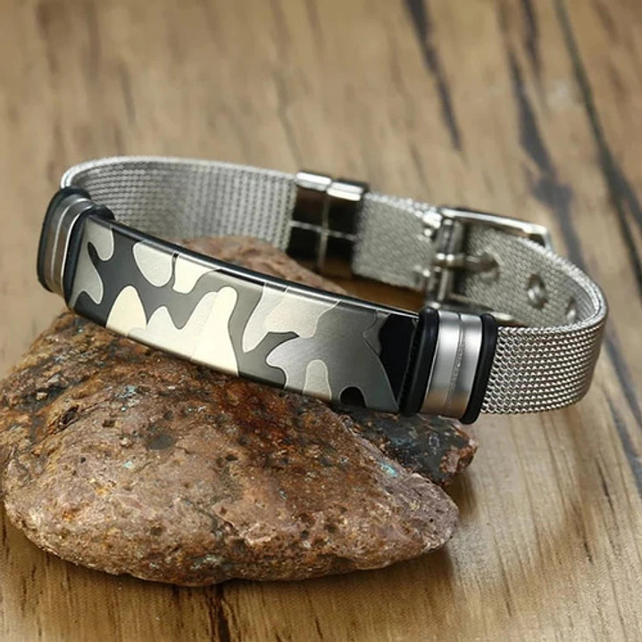Pulsera Acero Modelo Military, Hebilla Ajustable, Hombre 2