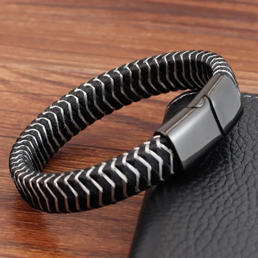 Pulsera Cuero Zebra, Cierre Magnético, Hombre 2