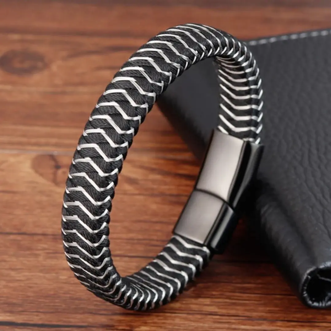 Pulsera Cuero Zebra, Cierre Magnético, Hombre 3
