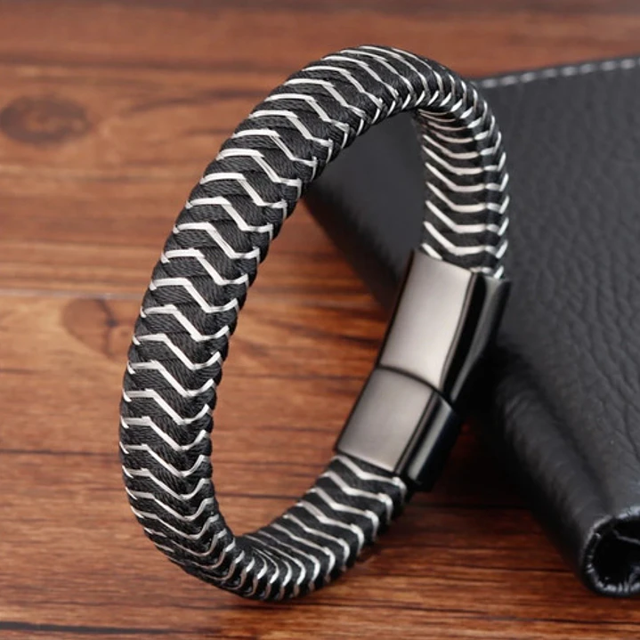 Pulsera Cuero Zebra, Cierre Magnético, Hombre 3
