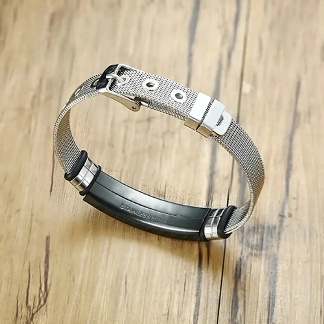 Pulsera Acero Modelo Military, Hebilla Ajustable, Hombre 5