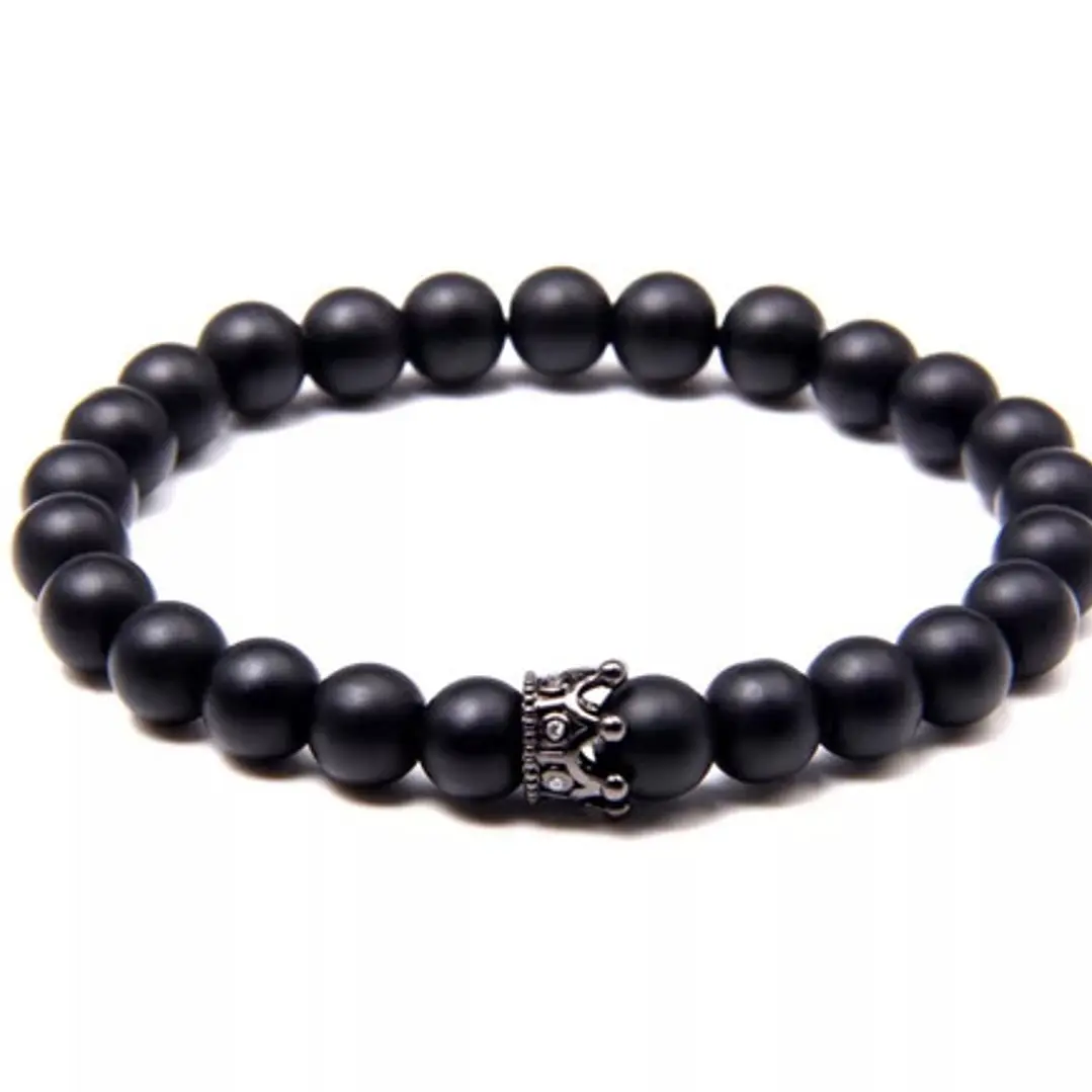 Conjunto Pulseras Piedras Ónix Y Cuero Vegano Modelo Sevilla 3