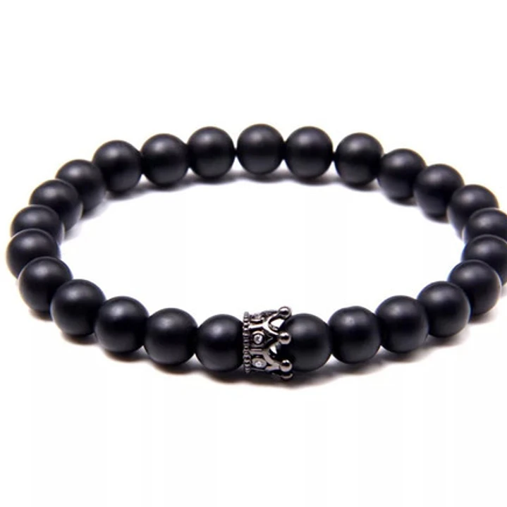 Conjunto Pulseras Piedras Ónix Y Cuero Vegano Modelo Sevilla 3