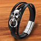 Pulsera Cuero Y Acero Inoxidable Skull, Hombre - Miniatura 2