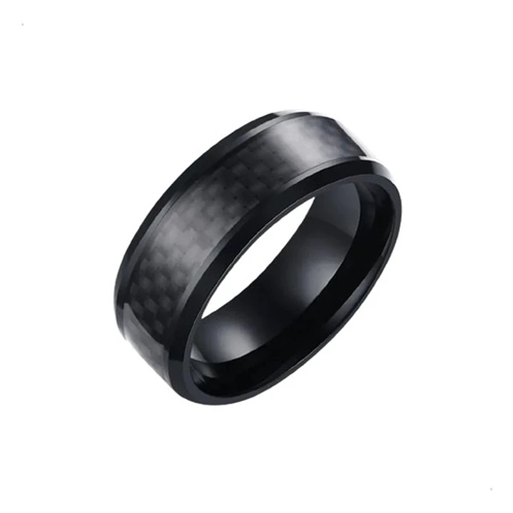 Anillo Arezzo Black, Carbon Fiber, Moda Hombre 1