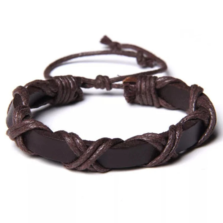 Conjunto Pulseras Piedras Ónix Y Cuero Vegano Modelo Sevilla 5