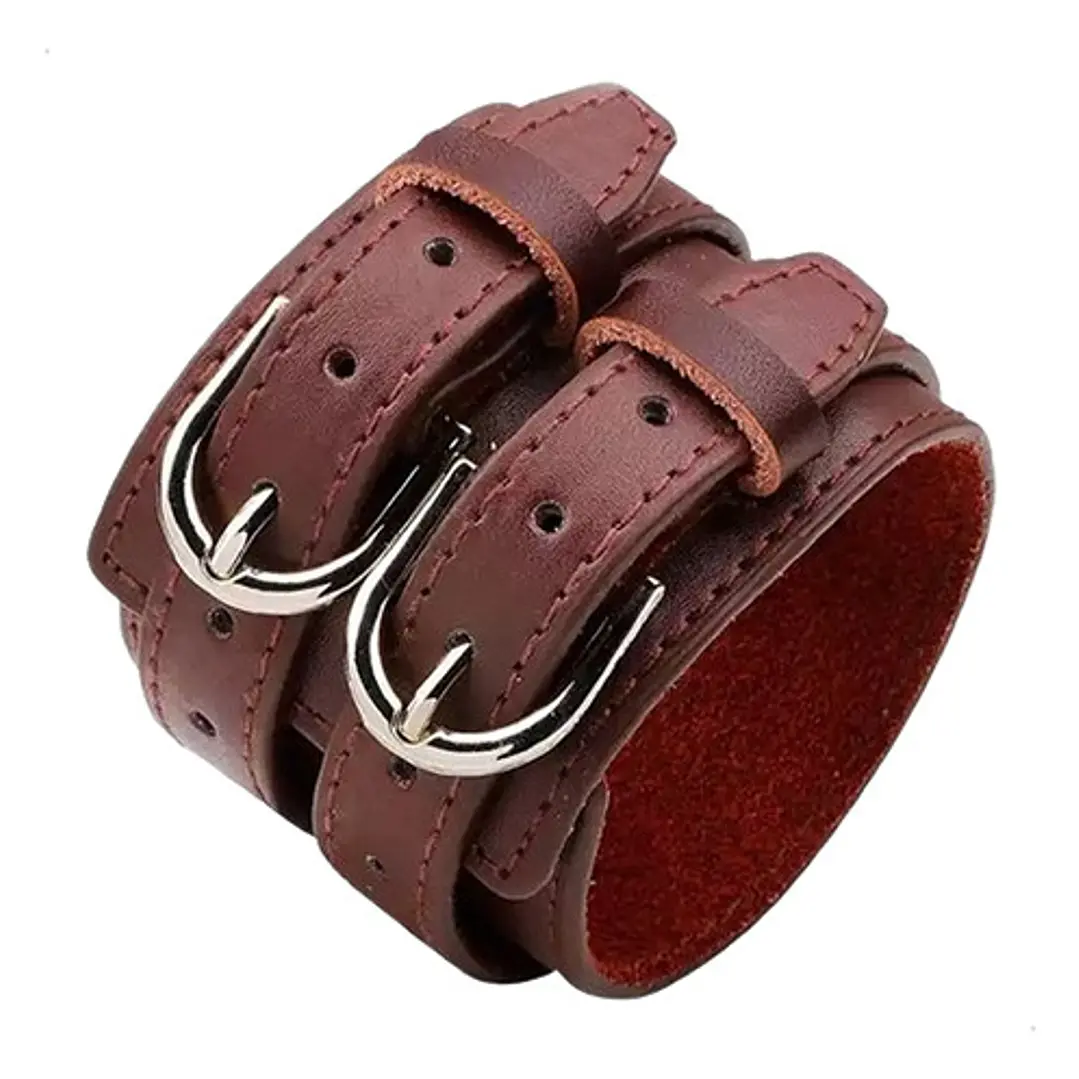 Brazalete Cuero Café, Modelo Capri, Hebilla Ajustable 1