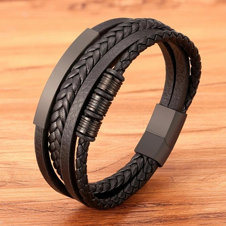 Pulsera Cuero Lisboa, Cierre Magnético, Moda Hombre 2