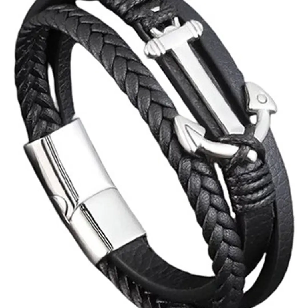 Pulsera Cuero Anchor, Cierre Magnético, Hombre 1