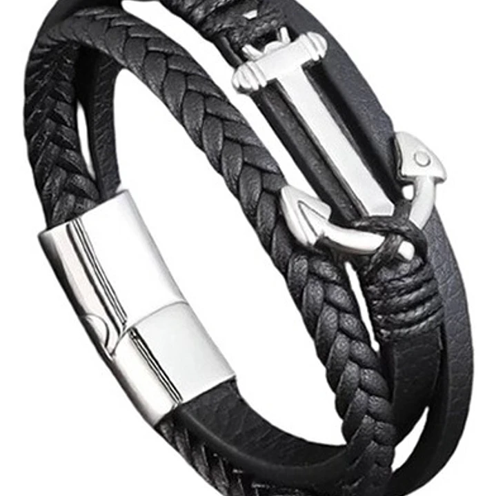 Pulsera Cuero Anchor, Cierre Magnético, Hombre 1