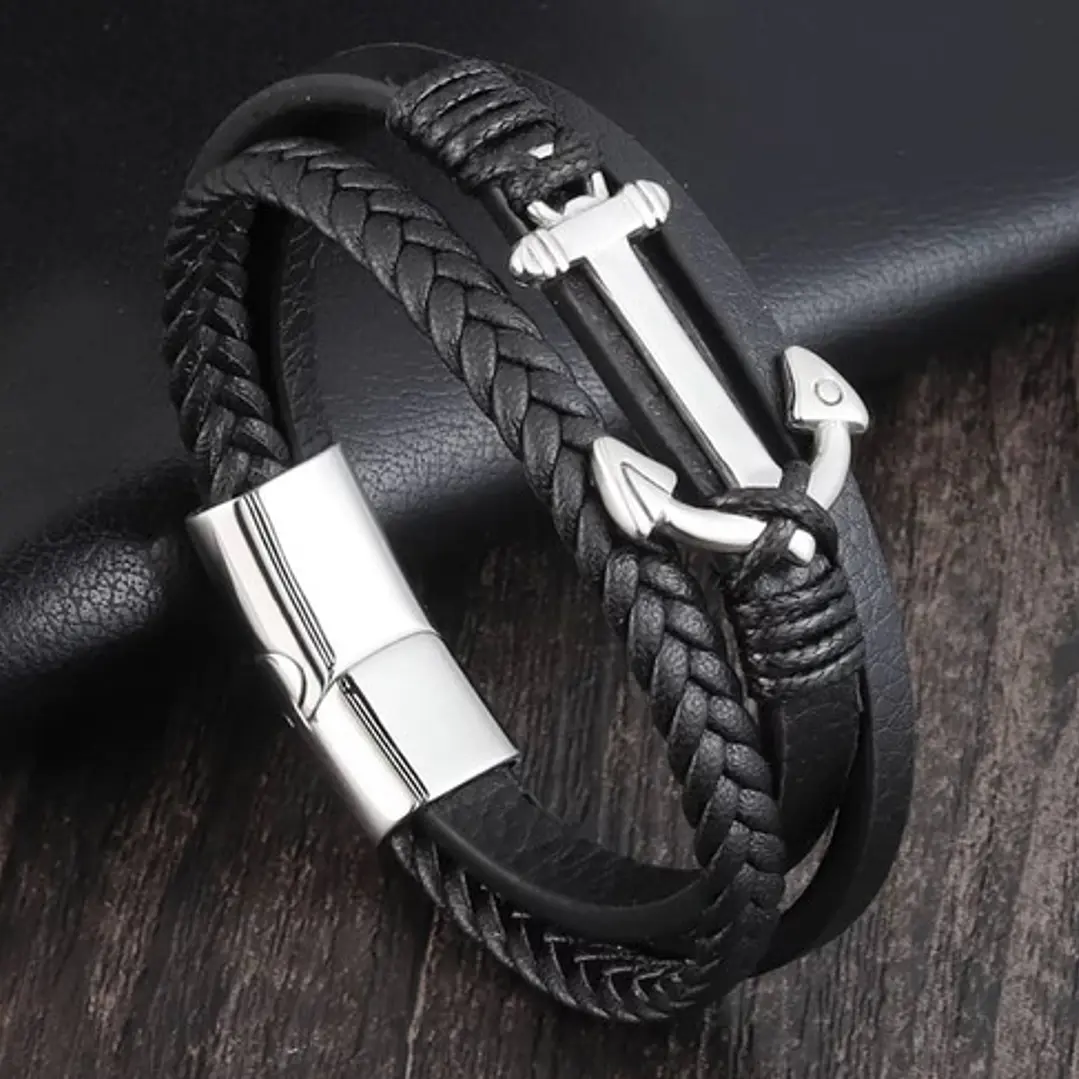 Pulsera Cuero Anchor, Cierre Magnético, Hombre 2