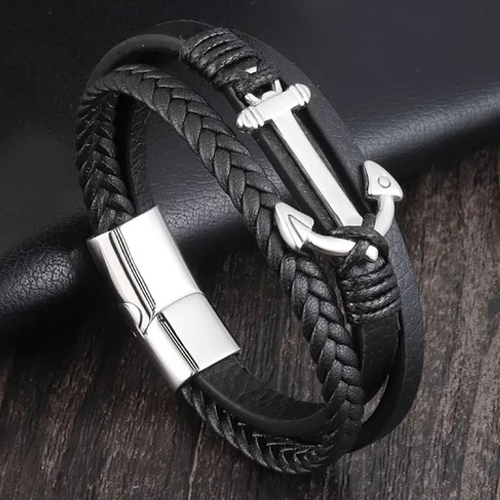Pulsera Cuero Anchor, Cierre Magnético, Hombre 2